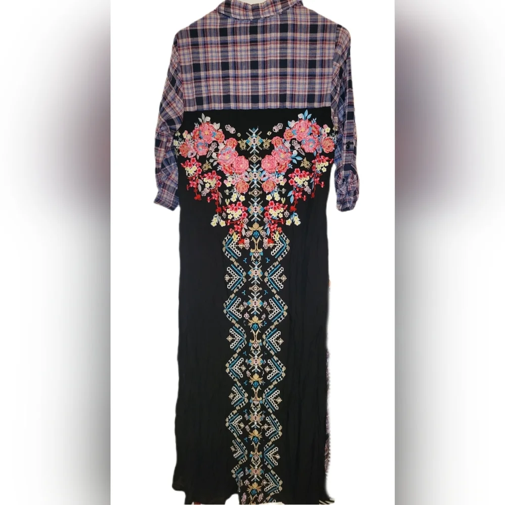 Plaid Maxi Shirt Dress - Picture 1 of 6